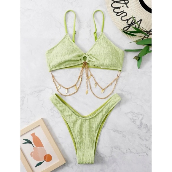 Textured Chain Decor Bikini - Picture 1 of 5